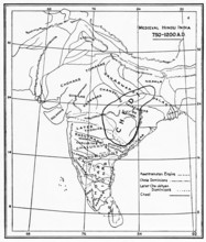 Map of medieval Hindu India, 750, 1200 AD