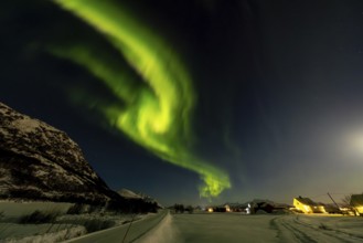 Northern Lights on the E10, Lofoten, Nordland, Norway
