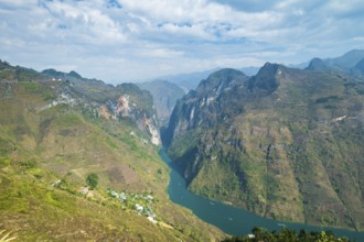 Ha Giang landscape with Nho Que river between mountains in Ha Giang, Vietnam, a popular tourist