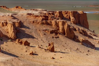 Rocky primeval landscape in the dry landscape of the Gobi Desert, Mongolia, Central Asia, Mongolia