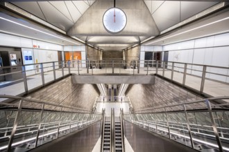 Copenhagen, Denmark, October 13, 2019: Interior view of the new metro station Enghave Plads on the