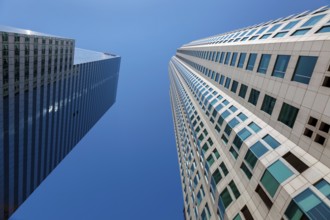 LOS ANGELES, CALIFORNIA, USA - JULY 28 : Skyscrapers in the Financial district of Los Angeles