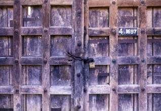 Old Door with lock at Tirupati, Andhra Pradesh, South India, India, Asia