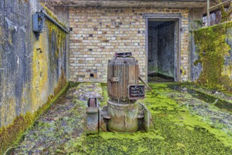 Large Electric Motor Standing in Water Old Pump Motif Art Print