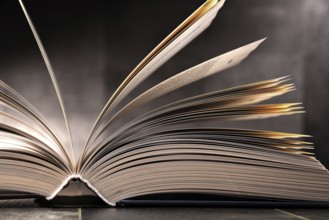 Composition with open book on the table