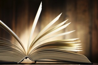 Composition with hardcover book on the table