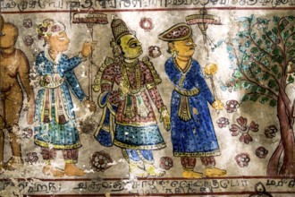 18th century Murals frescos paintings in Adinath Jain temple at Vidur village near Tindivanam,