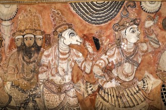 Lepakshi Temple has a colossal painting of Veerabhadra in the central hall, Lepakshi, Andhra