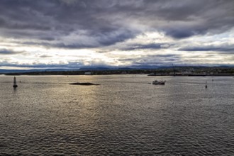 Oslo, Norway, harbour with city view