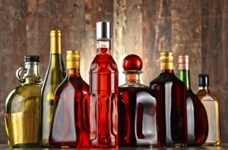Bottles of assorted alcoholic beverages