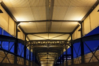 Überseebrücke in the evening light, blue hour, harbour, Hamburg, Germany