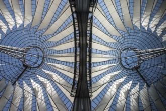 Roof of the Sony Center. Sony Centre, designed by Helmut Jahn, is an eye-catching monolith of glass