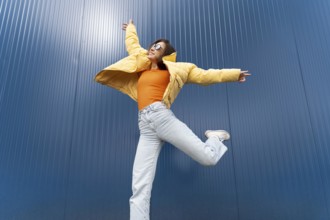 Portrait young woman jumping 8