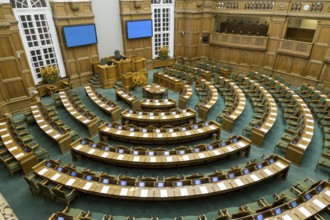 Copenhagen, Denmark, Occtober 05, 2016: Interior view of the Danish parliament also called