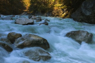 Tiefenbachklamm gorge in late autumn, Kramsach, Kufstein District, North Tirol, Tirol, Austria