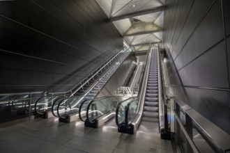 Copenhagen, Denmark, October 13, 2019: Interior view of the new metro station Radhuspladsen on the