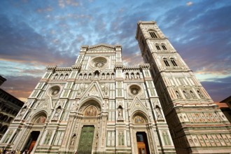 Facade of the the Gothic-Renaissance Duomo of Florence, Basilica of Saint Mary of the Flower;