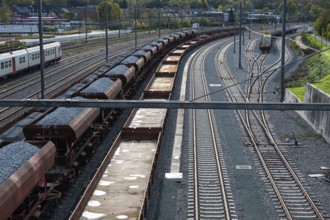 Aarschot, Flemish Brabant, Belgium, 11 11 2022, Trains driving the tracks at the railway station