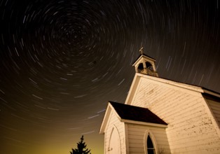 Church Night Star Trails Photography Canada Religion