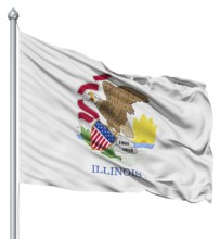Realistic 3d flag of United States of America Illinois fluttering in the wind