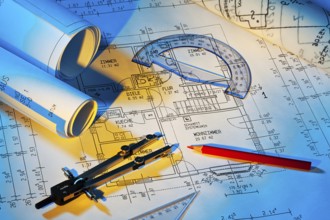 Construction plan for a residential building. Drawings and plans by an architect. Austria