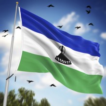 Flag of Lesotho, This is a computer generated and 3d rendered image