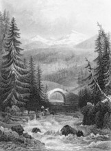 Upper Rhine on engraving from 1878. Engraved by Payne after a picture by Tombleson