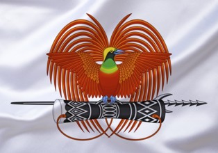 The coat of arms of Papua New Guinea, second largest island in the world, Asia, Studio