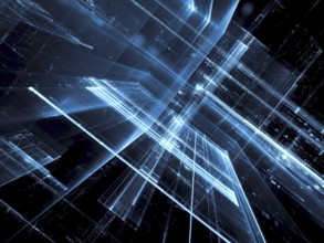 Blue tecnology background - abstract computer-generated image. Digital art: futuristic design with