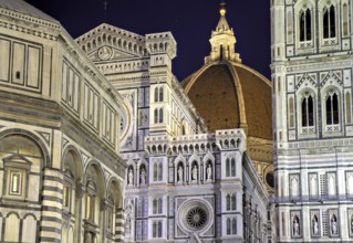 Illuminated cathedral of Florence at night, Tuscany, Italy Florence, Italy