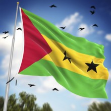 Flag of Sao Tome and Principe, This is a computer generated and 3d rendered image