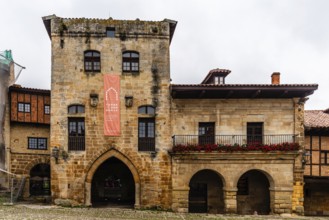 Santillana del Mar, Spain - August 31, 2024: Scenic view of the beautiful town of Santillana del
