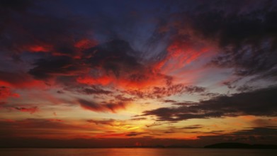 Beautiful landscape with tropical sea sunset background