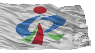 Higashi Matsushima City Flag, Country Japan, Miyagi Prefecture, Isolated On White Background