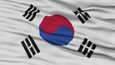 Closeup South Korea Flag, Waving in the Wind, High Resolution