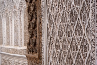 MARRAKECH, MOROCCO, APRIL 18, 2023, Famous Madrassa Ben Youssef in the medina of Marrakech