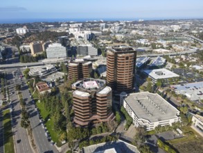 Aerial view of business office building in University City large residential and commercial