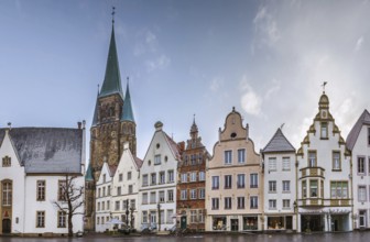 Historical market square with beautiful houses, Warendorf, Germany