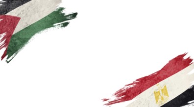 Flags of Palestine and Egypt on white background