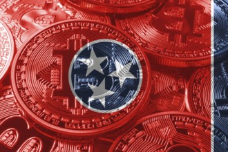 Tennessee bitcoin flag, Tennessee cryptocurrency concept background