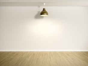 An image of an empty room with a lamp