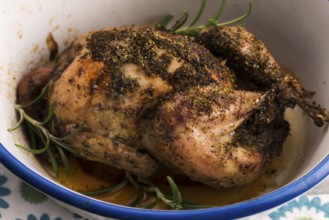 Roasted quail with herbs