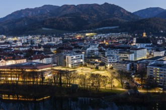 Centre of the city of Leoben, blue hour, Leoben, Styria, Austria