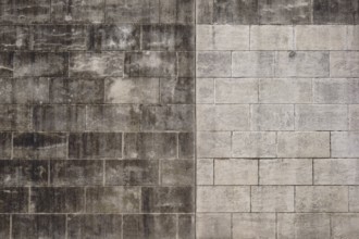 Weathering and water residue have washed out to form a striking pattern on a wall