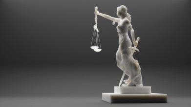 A white lady justice statue. 3D illustration