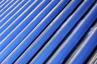 A diagonal and up close view of the convection tubes of a solar geyser as they fill the horizontal