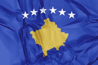 The national Kosovo waving flag in 3d background