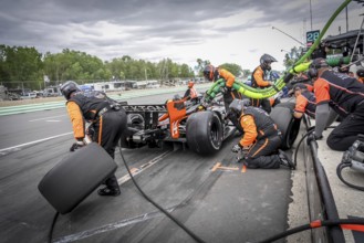 SANTINO FERRUCCI (14) of Woodbury, Connecticut comes down pit road for service during the XPEL