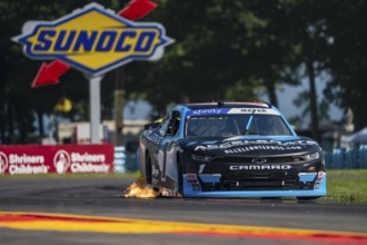 NASCAR Xfinity Driver, Sam Mayer (1) races for position for the Shriners Children's 200 at the