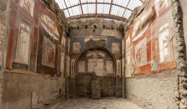 HERCULANEUM, ITALY, MAY 05, 2022, Hall of the Augustals, Herculaneum